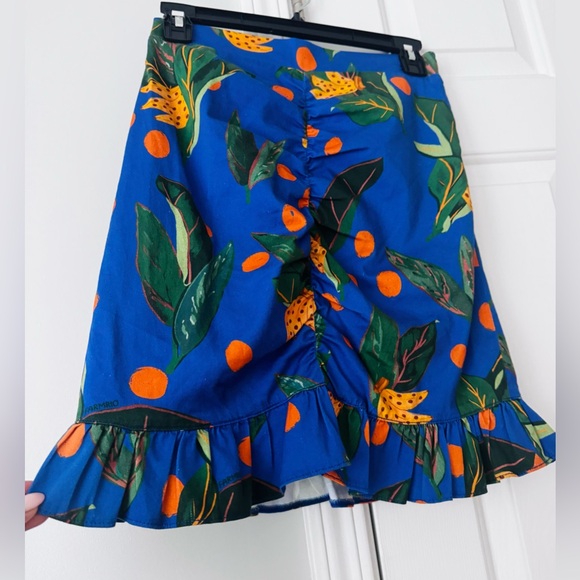 Farm Rio Tropical Print Ruched Ruffled Mini Skirt, Size XS - Picture 7 of 12